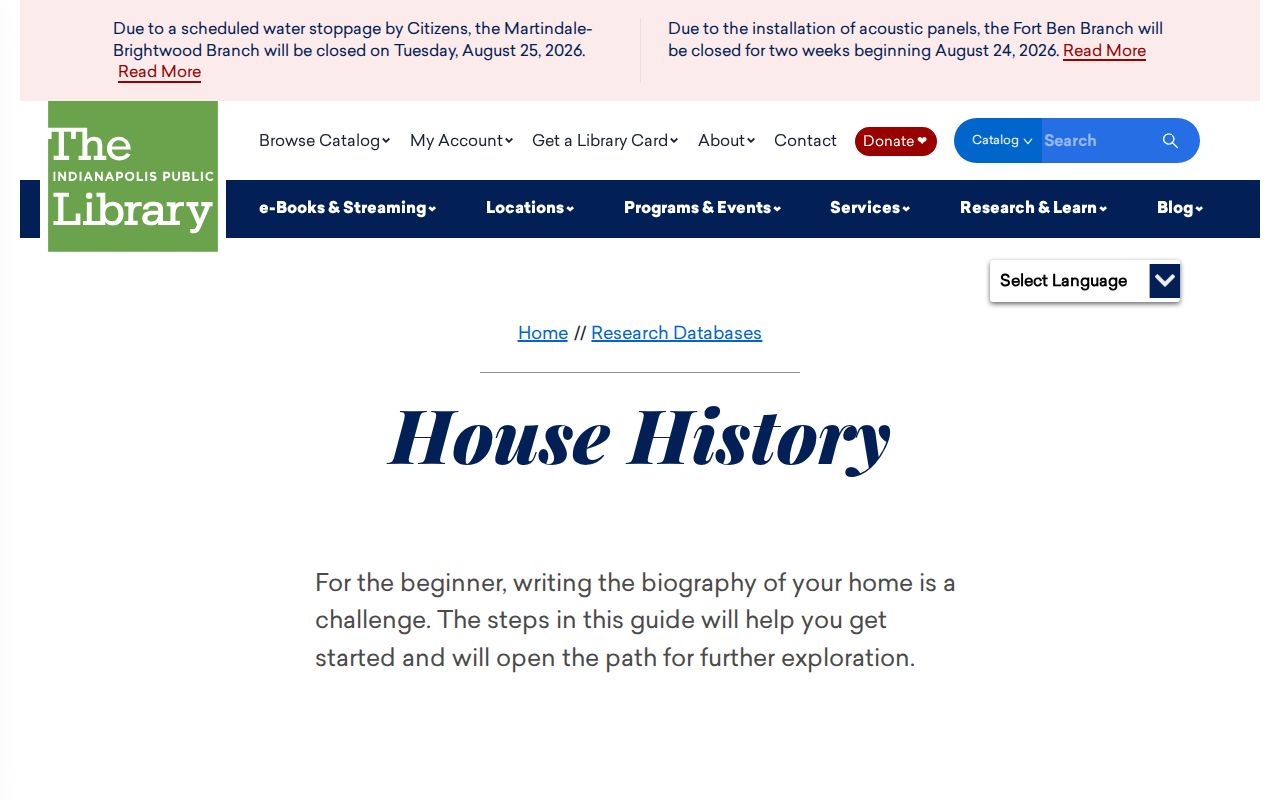 Lawrence city directory IndyPL house history resources