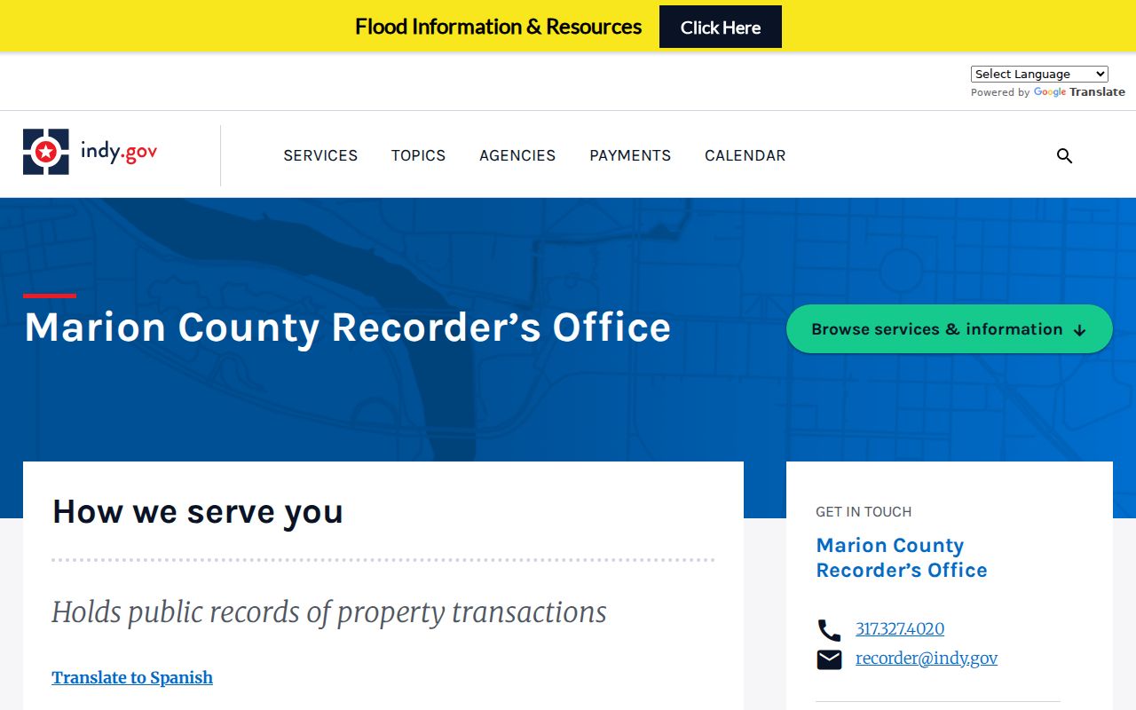 Lawrence residents directory Marion County Recorder access