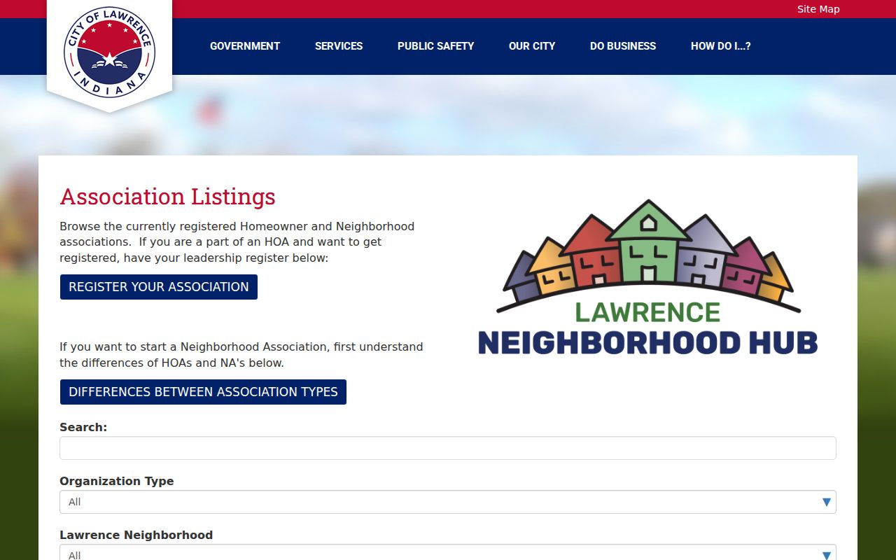 Lawrence neighbors neighborhood association registry