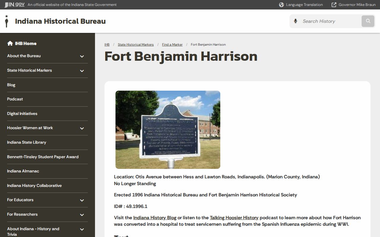 Lawrence previous residents research using Fort Benjamin Harrison history