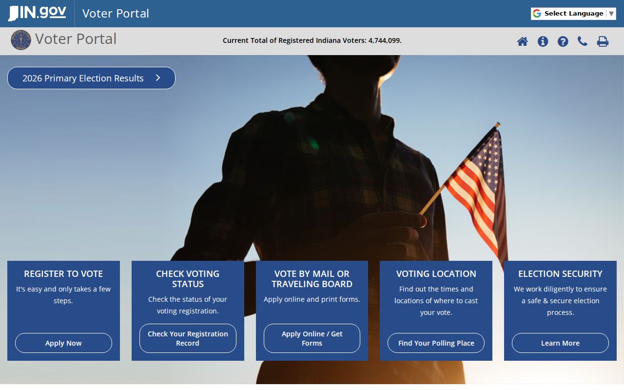Lawrence resident lookup using the Indiana individual voter portal